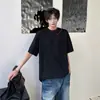 Camiseta de Manga Curta de Algodão Puro Pesado para Homens, Estilo Chinês Gola Pequena Americana Design Bordado, Top de Verão com Gola Redonda