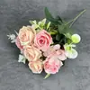 Ramo de Rosas Simuladas de 6 Cabezas Decoración de Boda Hogar Diseño de Escena Flores Artificiales de Rosa Transfronterizas Adornos Venta al por Mayor