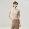 Suéter de Caxemira Novo Outono e Inverno Feminino Emagrecedor Controle de Abdômen Decote V Camisola Sem Mangas Malha Camada Base
