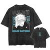 Código externo transfronteiriço nova camiseta estampada desenho animado Jujutsu Kaisen retrô lavada masculina e feminina de manga curta