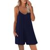 2025 Amazon Europeo y Americano Transfronterizo Verano Nuevo Mono de Tirantes Holgado Color Sólido Cuello en V Pijama Sexy