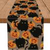 Popular Transfronterizo Amazon Halloween Nuevo Gato Negro Calabaza Decoración Ambiente Festivo Aislante Antideslizante Lino Bandera de Mesa