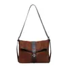 Bolsa de ombro de alta qualidade, estilo francês, vintage, com design único, grande capacidade, material de lona, color-blocking e adequada para o dia a dia.; uma bolsa tiracolo estilosa para mulheres