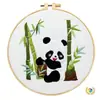 Set Lindo de Panda Arte de Pared Punto de Cruz Adornos Hechos a Mano 3D Bordado Lu Animal Bordado Inglés Materiales DIY
