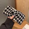 Houndstooth Lã Malha Cabelo Banda Fita Cruzada de Aba Larga Feminina 2024 Nova Faixa de Proteção Auricular Pequeno Estilo Chanel Headwear