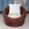 Cadeira de lazer preguiçosa de Rattan para hotéis e pousadas, assento individual de vime natural trançado à mão para espaços pequenos