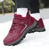 Sapatos Xadrez para Idosos Femininos no Inverno, Sapatos de Algodão Impermeáveis de Couro Genuíno Aveludado, Sapatos para Caminhada, Sapatos Quentes para Caminhada para Mães de Meia-Idade e Idosas