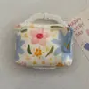Bolsa Cosmética Linda Azul Caricatura Mini Billetera Algodón Puro Bolsa Pequeña de Tela Auriculares Lápiz Labial Bolsa de Almacenamiento Portátil