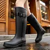 Botas de Chuva de Cano Alto Luo You Wellington Clássico para Exterior Resistente à Água Antiderrapante Viagem Caminhada Botas de Chuva com Pelúcia Adicional Comércio Exterior Transfronteiriço