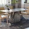 Suministro Transfronterizo de Mesas de Comedor de Vidrio Templado, Mesas de Comedor para Apartamentos Pequeños, Mesas y Sillas de Comedor Rectangulares de Acero Inoxidable, Mesas de Comedor de Mármol