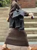 Falda Larga de Rayas Pesada Retro de Gama Alta Ámbar Dorado Otoño Nuevo Dongdaemun Corea del Sur