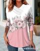 Amazon Estación Independiente Transfronteriza temu Otoño e Invierno Moda Femenina Estampado Floral Cuello en V Botones Manga Larga Camiseta Top