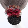 Red para el pelo de doble flor de temperamento de alta calidad pinza para el pelo de resorte para mujer placa para la cabeza tarjeta para el pelo bolsa de red flor para la cabeza de mediana edad