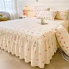 Faldón de Cama de Gasa de Doble Capa Engrosado Pieza Única Universal para Todas las Estaciones No es Sábana de Cama 100% Algodón Puro con Dobladillo Fruncido Cubierta Inferior fea Cubierta de Faldón de Cama