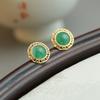 Brincos redondos africanos verdes banhados a prata 925, brincos simples, requintados, para combinar com personalidade, novo estilo, elegantes e altos para meninas