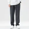 Pantalones Pesados Hanska para Hombre Invierno con Forro Polar Gruesos de Marca Moderna Sueltos Deportivos con Cordón Rectos Negros para Piso