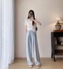 ¡Pantalones Nai Fu Yamamoto! Pantalones Frescos de Satén Japonés con Textura de Caída Rectos Estilo Caminar sobre Nubes de Pierna Ancha para Mujer Verano