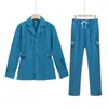 Traje de Hospital Cuello Camisero Manga Larga Ropa de Trabajo Cuidado Médico Experimental Traje Ajustado Cuello de Camisa Uniforme de Enfermera Traje Dividido