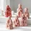 Jiahimei Retrato de Madre Abrazando a Niño Vela Aromática Molde de Silicona Pegamento para Velas DIY Estatua de Diosa Herramienta de Pulido