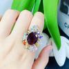 Nuevo Anillo Italiano de Doble Color Dorado Artesanal Jardín Secreto de Lujo con Diamante y Amatista Conjunto de Flores Brillantes para Mujer
