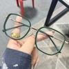 Gafas para miopía de montura grande retro para hombre y mujer, modernas, cómodas, con luz anti-azul, espejo plano, artefacto sencillo para rostro libre con gafas para miopía terminadas