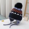 Gorro de Invierno con Forro de Felpa para Niños, Gorro de Punto a la Moda con Pompón para Niños Mayores, Gorro Cálido de Lana Estilo Coreano para Estudiantes que Protege los Oídos