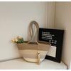 Bolsa de Algodão Tecida Grande Capacidade Bolsa de Ombro Litoral Vazada Bolsa de Mão Bolsa Feminina Transversal Tote Bag Corda de Algodão Palha Tecida