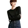 Blusa Base Térmica de Armazenamento de Calor Infravermelho Distante Ultrafina para Mulheres, Gola Redonda, Manga Longa, Corte Justo, Amigável à Pele, Antibacteriana, Quente para Outono/Inverno