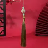Colgante de jade verde con forma de flor estilo chino con borlas, decoración para coche DIY, broche Hanfu, adorno colgante para falda de cara de caballo