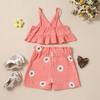 Conjunto de Top tipo Camisola + Shorts con Estampado Floral de Algodón para Bebés y Niñas Pequeñas, Conjunto Casual Estampado para Niños Pequeños