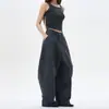 Pantalones de trabajo de mezclilla lavada estilo retro americano de alta costura, diseño unisex, corte relajado, pantalones largos anchos holgados y casuales