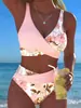 2027 Nueva Planta Europea y Americana Transfronteriza Traje de Baño Sexy Estampado Bikini Conjunto Vacaciones Sensación de Alta Gama Traje de Baño Mujeres
