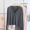Cardigan Protetor Solar Curto Respirável Amigo da Pele Feminino Roupa de Verão Jaqueta Shawl de Cobre Amônia Modal Manga Longa
