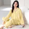 Pijamas de Venta Caliente para Mujer 2026 Nuevo Otoño Primavera Algodón Puro Casual Manga Larga Talla Grande Estampado Ropa de Casa Se Puede Usar al Aire Libre