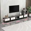 Mueble de TV retráctil moderno minimalista para salas de estar pequeñas, patas simples de madera maciza, mueble de TV de pie y mesa de centro