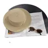 Sombrero de Ala Plana para Mujer Verano Playa Parte Superior Plana Sombrero de Paja Playa Vacaciones Francesas Sombrero para el Sol Panama Paja Tejida Fedora