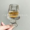 Taza de whiskey francesa rayada vintage de mediados de siglo engrosada vaso de sake vaso de degustación de cristal vaso de vino pequeño