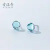 Brincos Aurora Femininos Prata S925 Estilo K Elegante Gradiente Azul Brincos Doces de Vidro Sintético Super Acabamento E9463