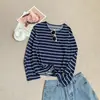 Camisa ligera de Lyocell a rayas con manga larga y protección solar, cubierta de aire acondicionado a la moda y que reduce la edad, holgada y transpirable, top casual y moderno