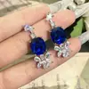 Pendientes de Zafiro Sintético estilo Diseñador de Joyería Popular de Gama Alta con Circonita Deslumbrante para Mujer