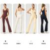 Mono de Yoga de Estilo Skim Europeo y Americano de Alta Elasticidad, Ropa Moldeadora de Yoga, Control de Abdomen, Elevación de Glúteos, Mono de Pierna Ancha, Traje de Una Pieza