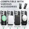 Funda para iPhone 18 Pro Max con Carga Inalámbrica, Succión Magnética, Soporte Giratorio 360°, Hebilla de Anillo, Funda de Cuero