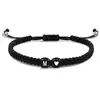 Pulsera trenzada con 26 letras en forma de corazón blanco y negro, estilo nuevo europeo y americano, pulsera simple y versátil estilo Ins para parejas enamoradas