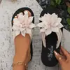 Chanclas Planas para Mujer con Diseño de Flor, Talla Grande, Unisex Verano Nuevo Estilo Sandalias de Pareja
