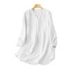 Camisa Casual de Talla Grande Nueva del Sudeste Asiático Transfronterizo Simple Suelta Cuello en V Manga Larga Tres Botones Color Puro Jersey
