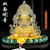 Nuevo Adorno de Coche con Vidrio para Consola Central Guanyin Interior del Coche Escritorio Frontal Perfume Bodhisattva Guanyin de Doble Cara Decoración de Instalación Segura