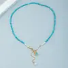 Nuevo Collar Turquesa Estilo Chino con Acabado de Alta Gama, Colgante de Flor de Rosa y Perla, Cadena Clavicular Retro Estilo Nacional de Lujo Ligero de Nicho para Mujer