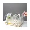Juego de Cristalería de Lujo Ligero de Siete Piezas 1 Jarra 6 Vasos Tetera Vasos de Agua Moderno Sencillo Hogar Entretenimiento Mangas para Tazas de Cristalería