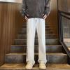 Calças estilo vibe americana para homens de rua alta ins jeans brancos da moda design senso nicho solto calças retas de perna larga