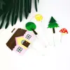 Bandeirinha de decoração para bolo de assar em formato de árvore pequena, cena com cem papéis de menina da floresta, cartão de bolo de aniversário